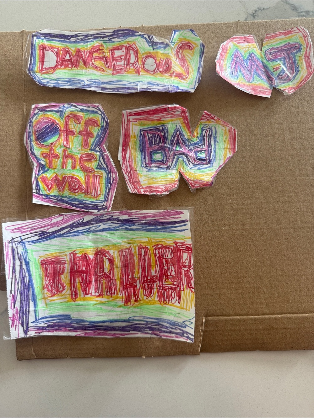 Handmade Colorful Sticker Sheet - Rainbow Word Art